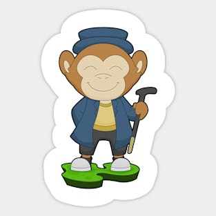Monkey Pensioner Walking stick Sticker